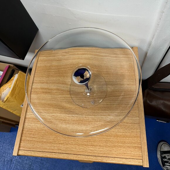 Orefors Blue Stemmed Glass Cake Plate - Picture 3 of 4